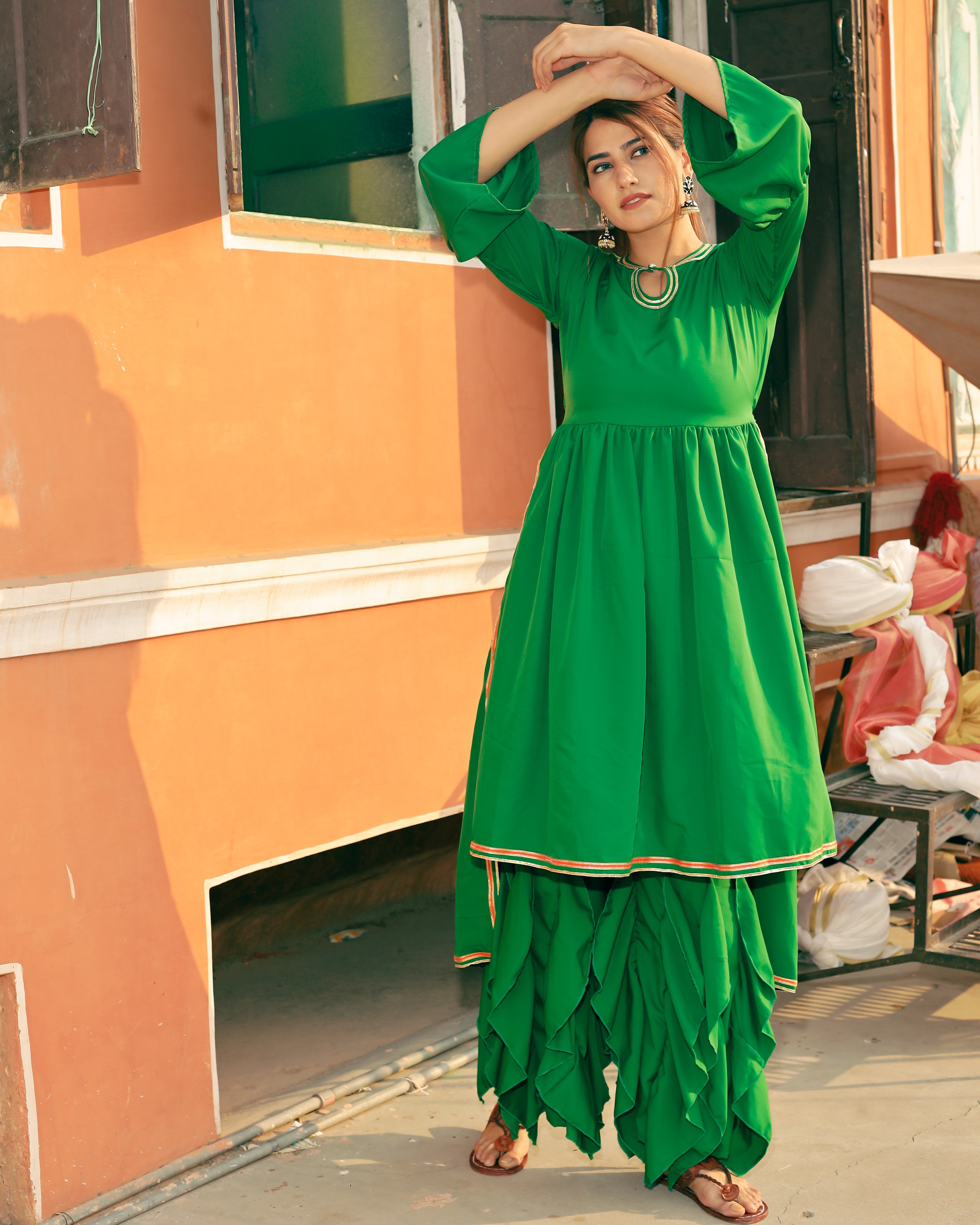 Fresh Green High low kurta set