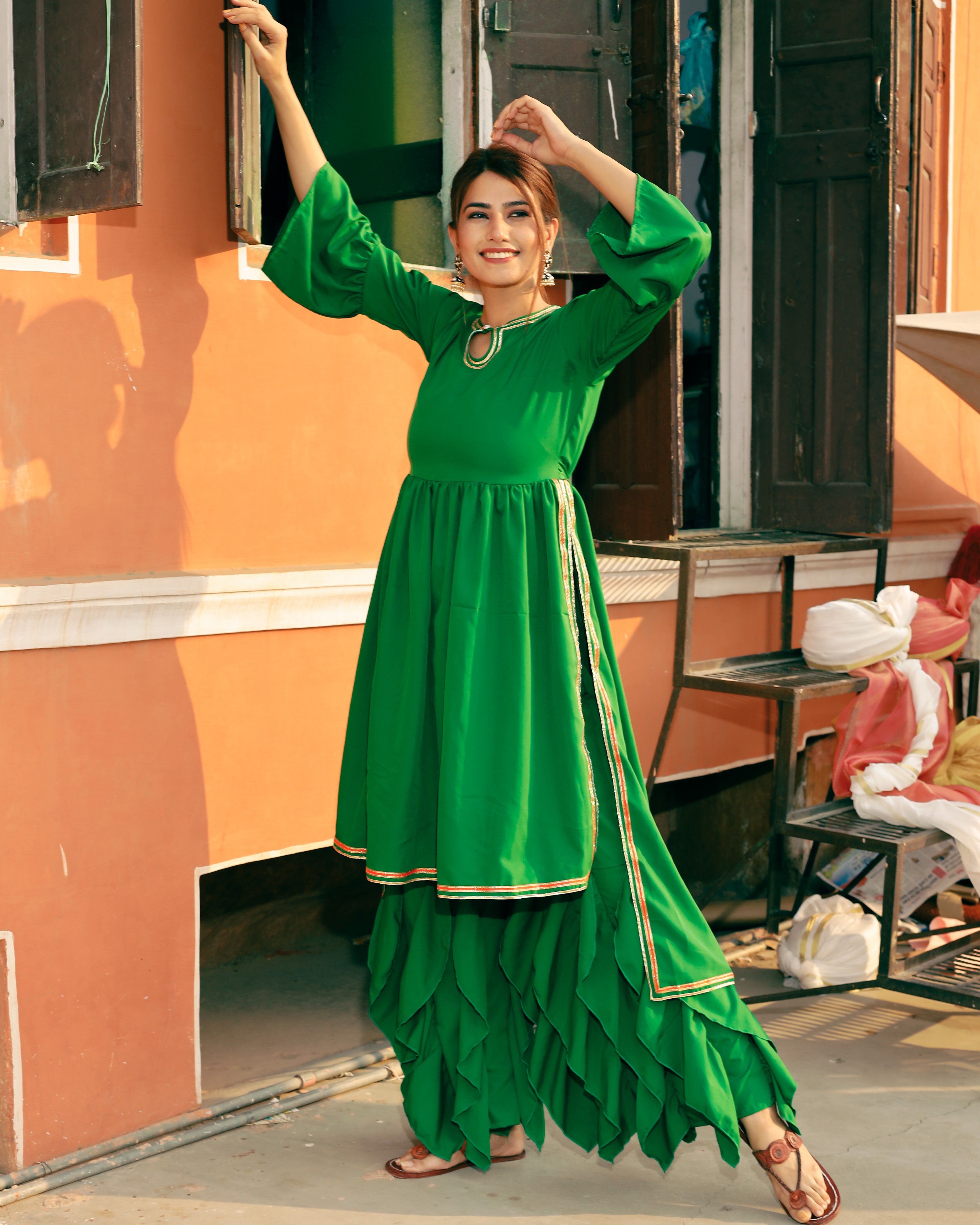 Fresh Green High low kurta set