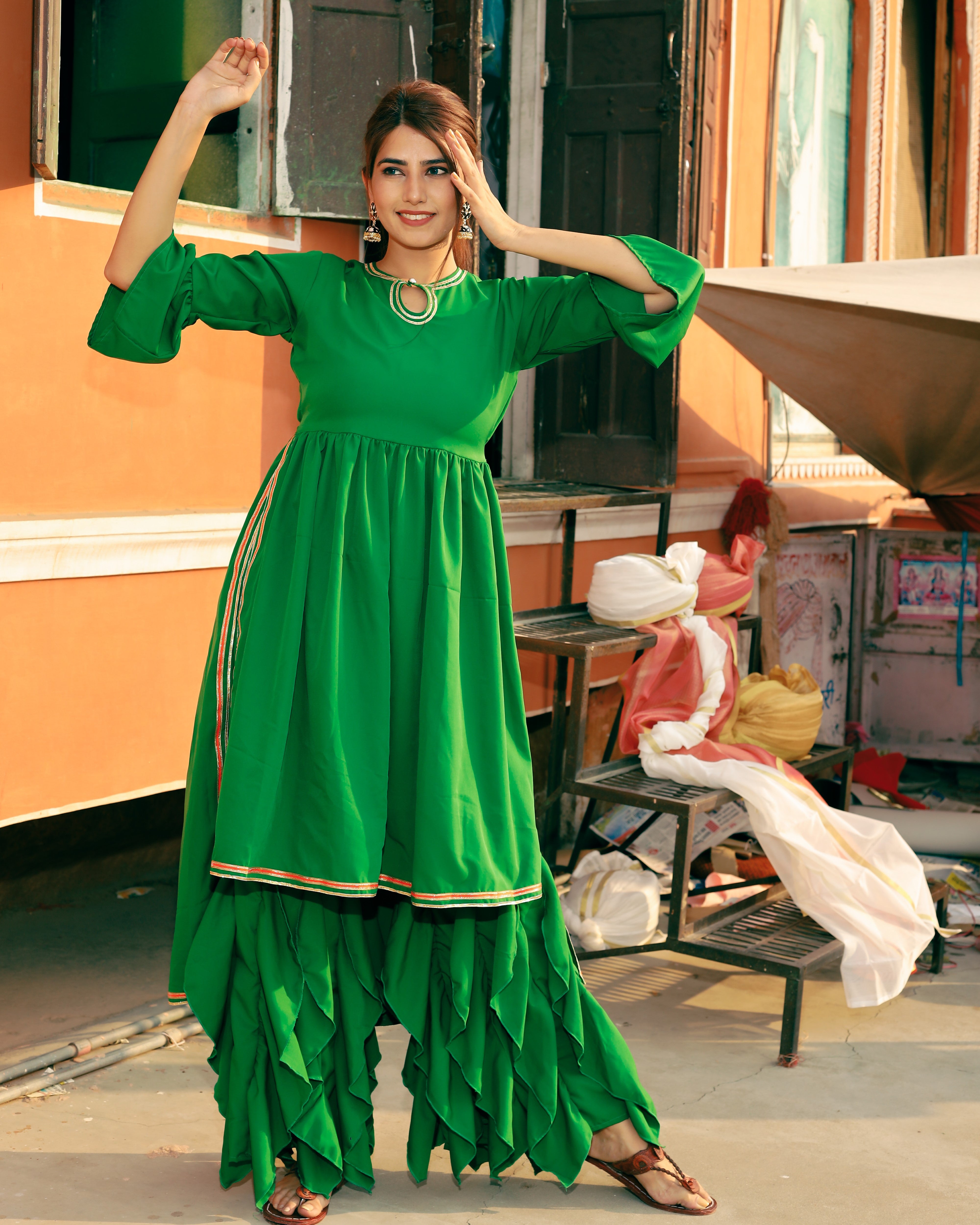 Fresh Green High low kurta set