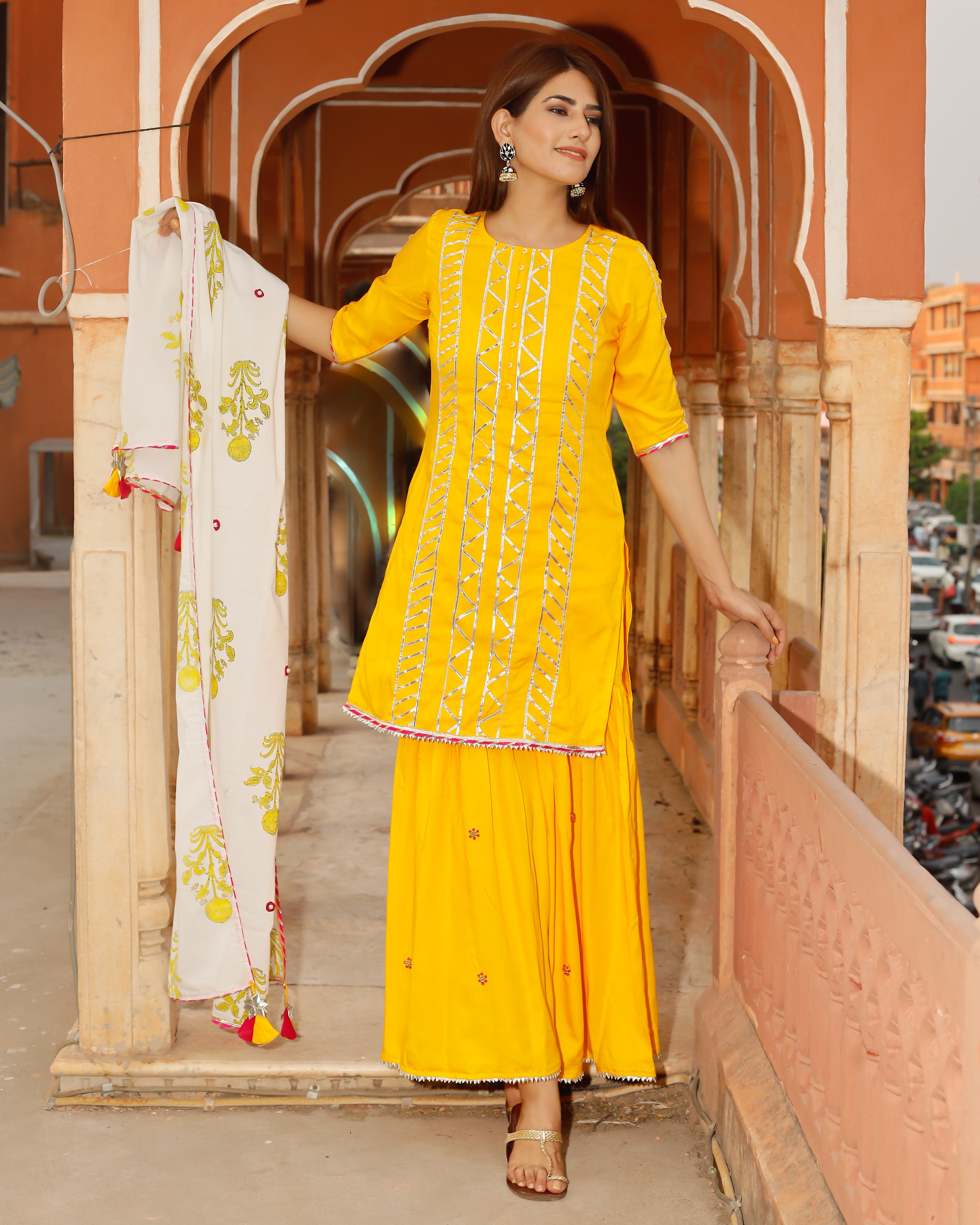 Kesar Yellow Handwork suit set