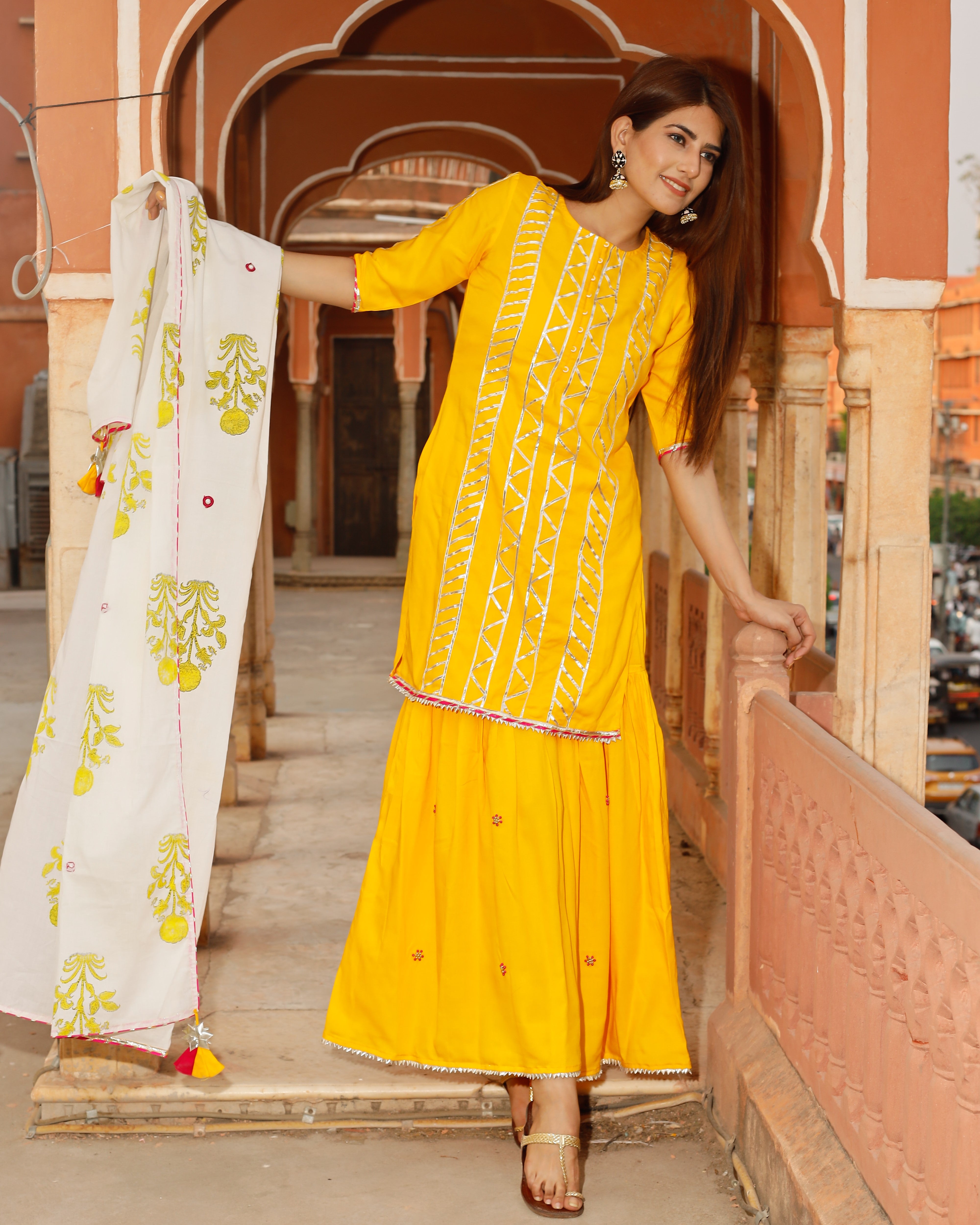 Kesar Yellow Handwork suit set