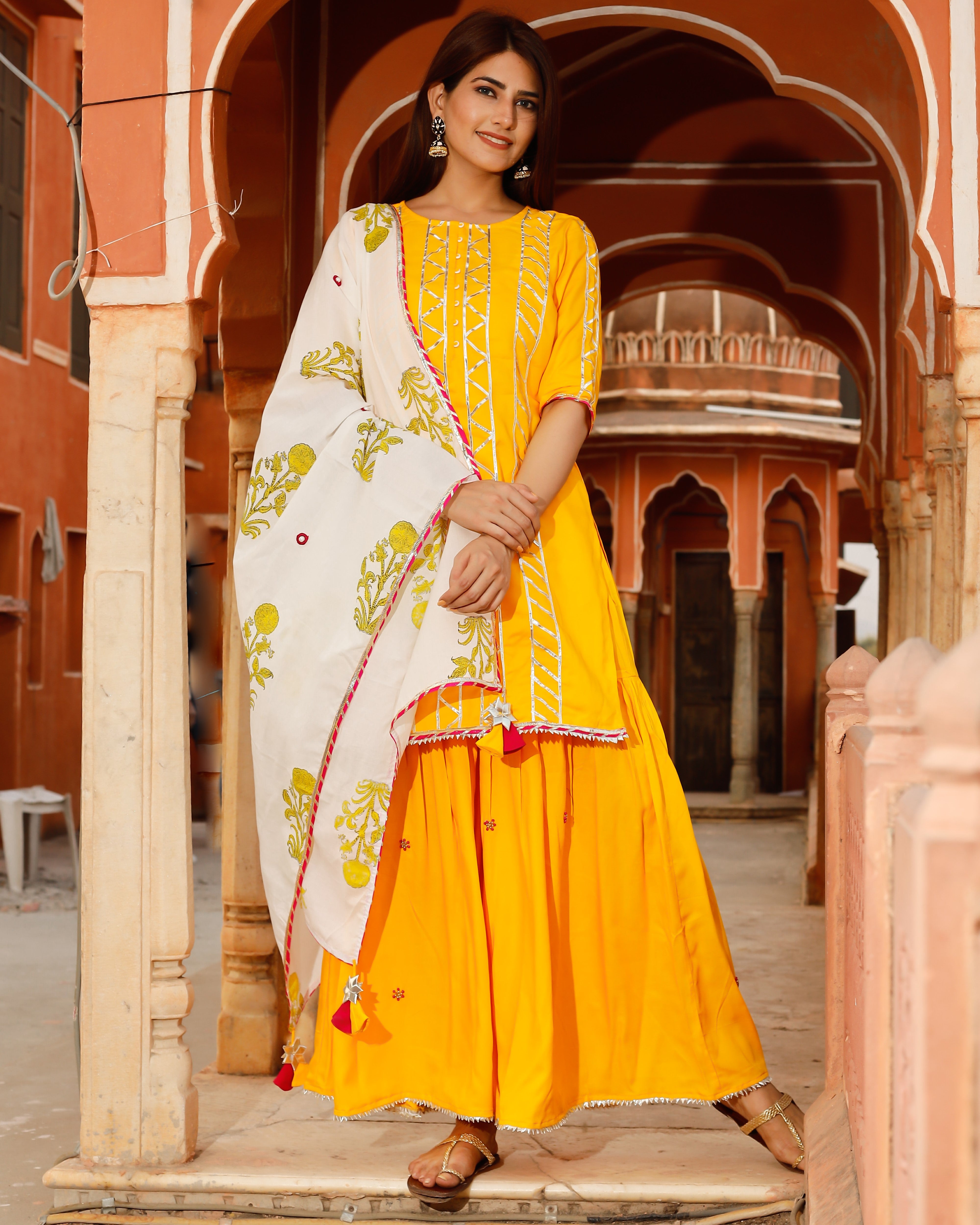 Kesar Yellow Handwork suit set