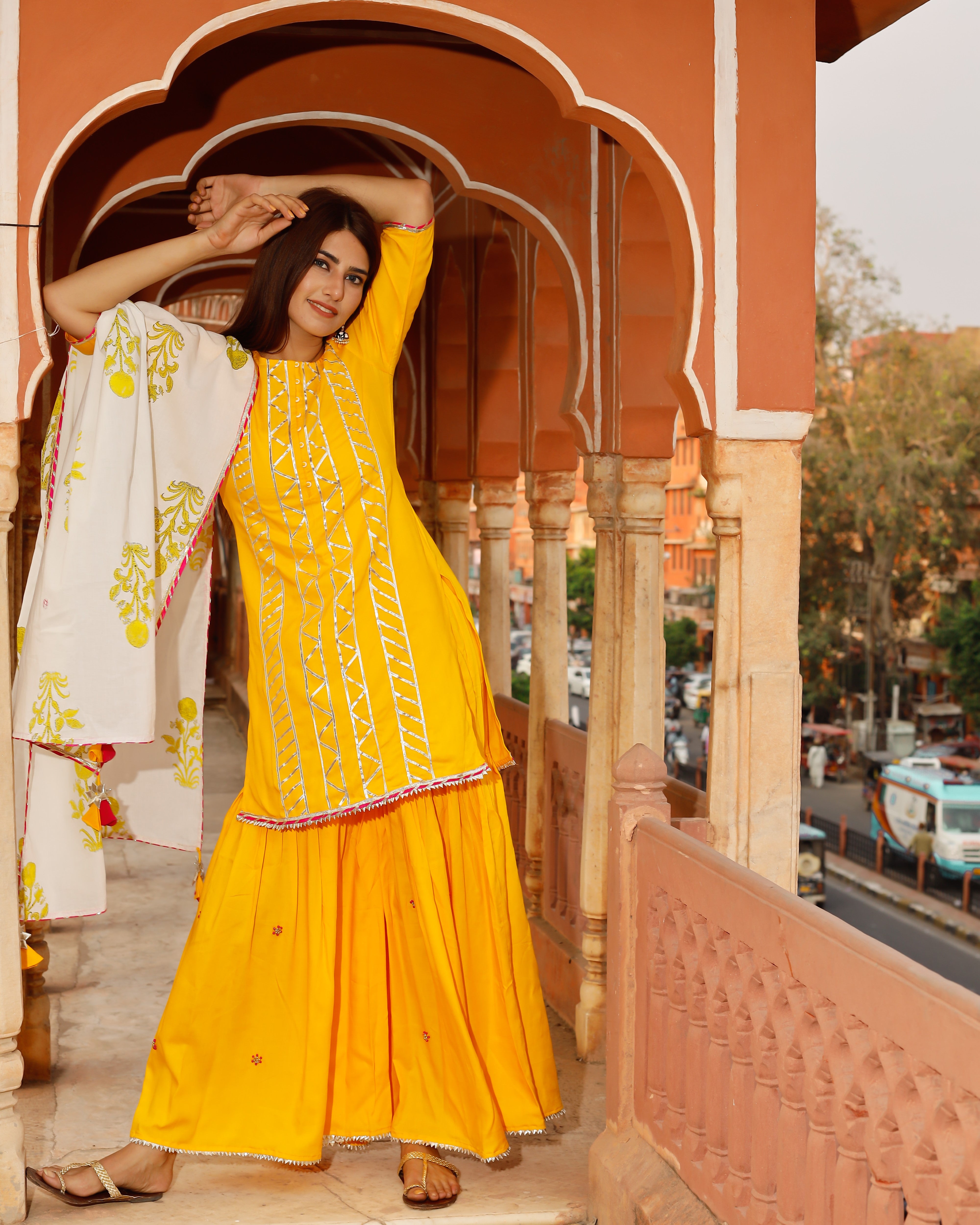 Kesar Yellow Handwork suit set