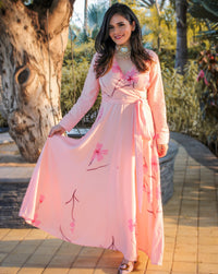 Exclusive bermuda peach hand painted dress