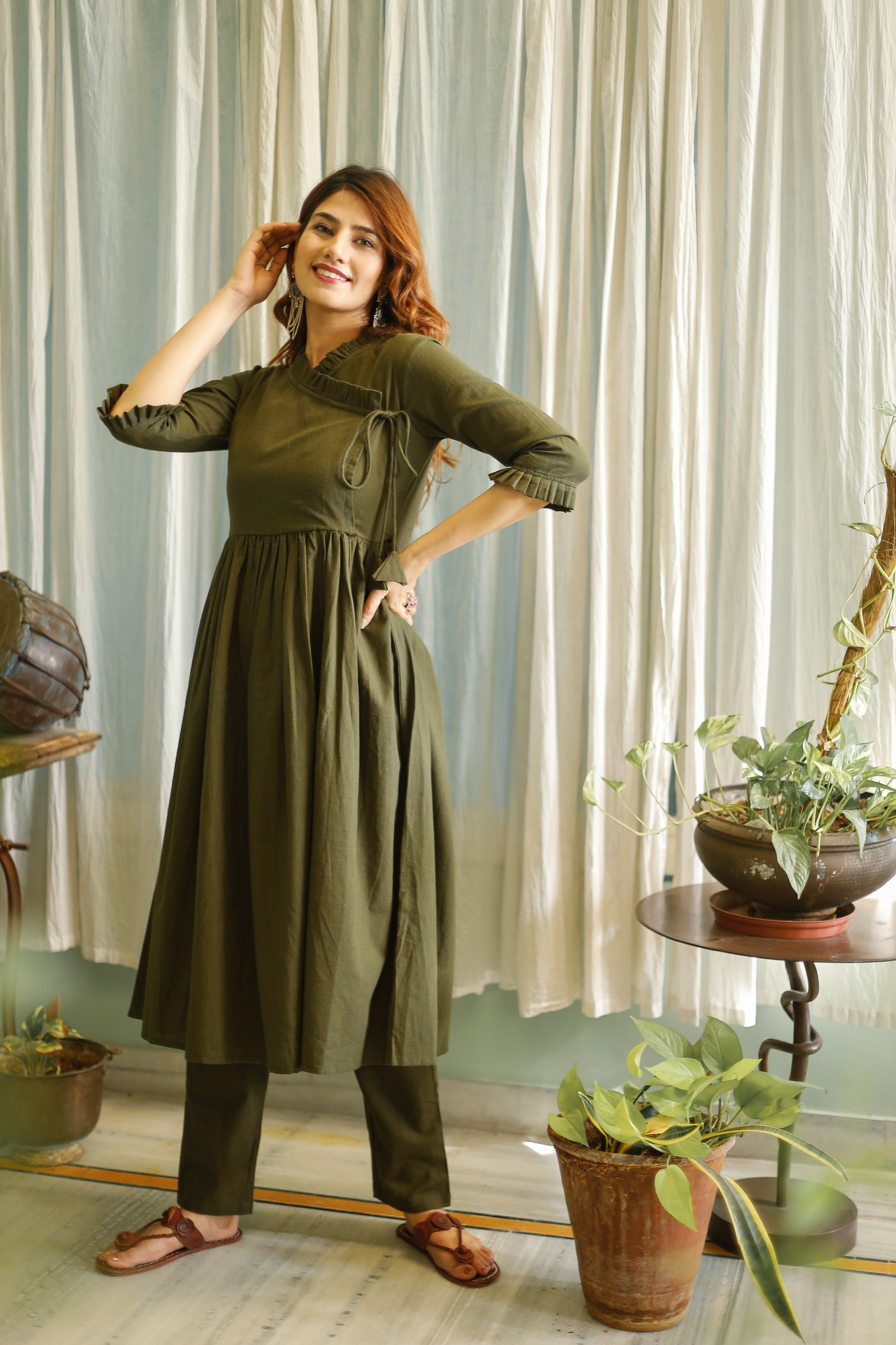 Army Green kurta set