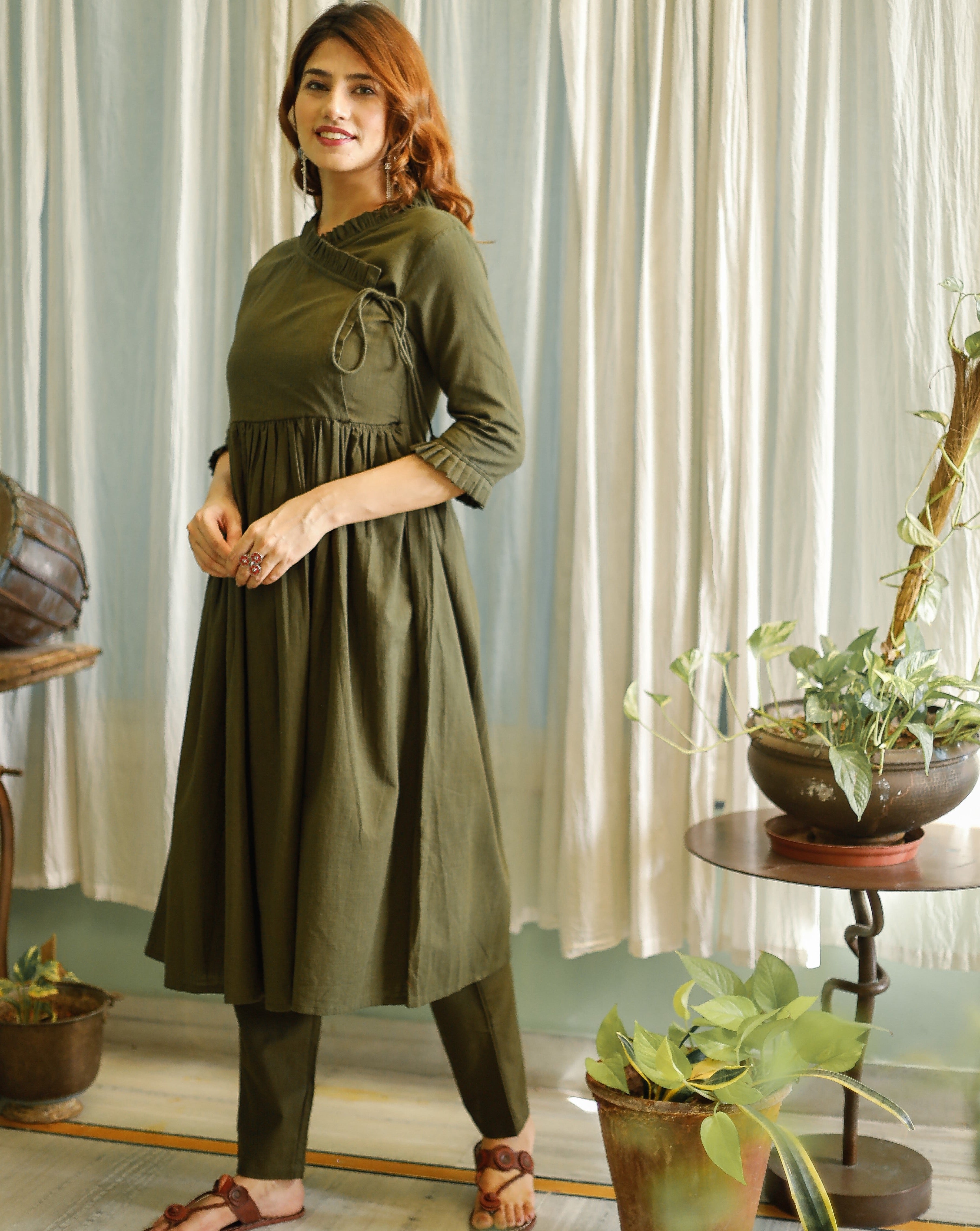 Army Green kurta set