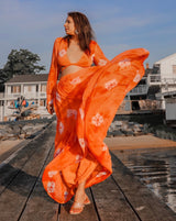 Maya Orange Crop Top and skirt Dress