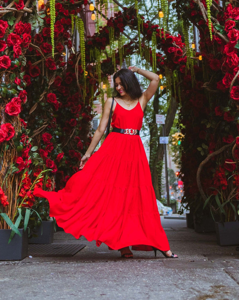 Elio Red Cotton Dress