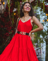 Elio Red Cotton Dress