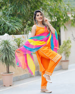 Lavish Orange Fusion Suit Set