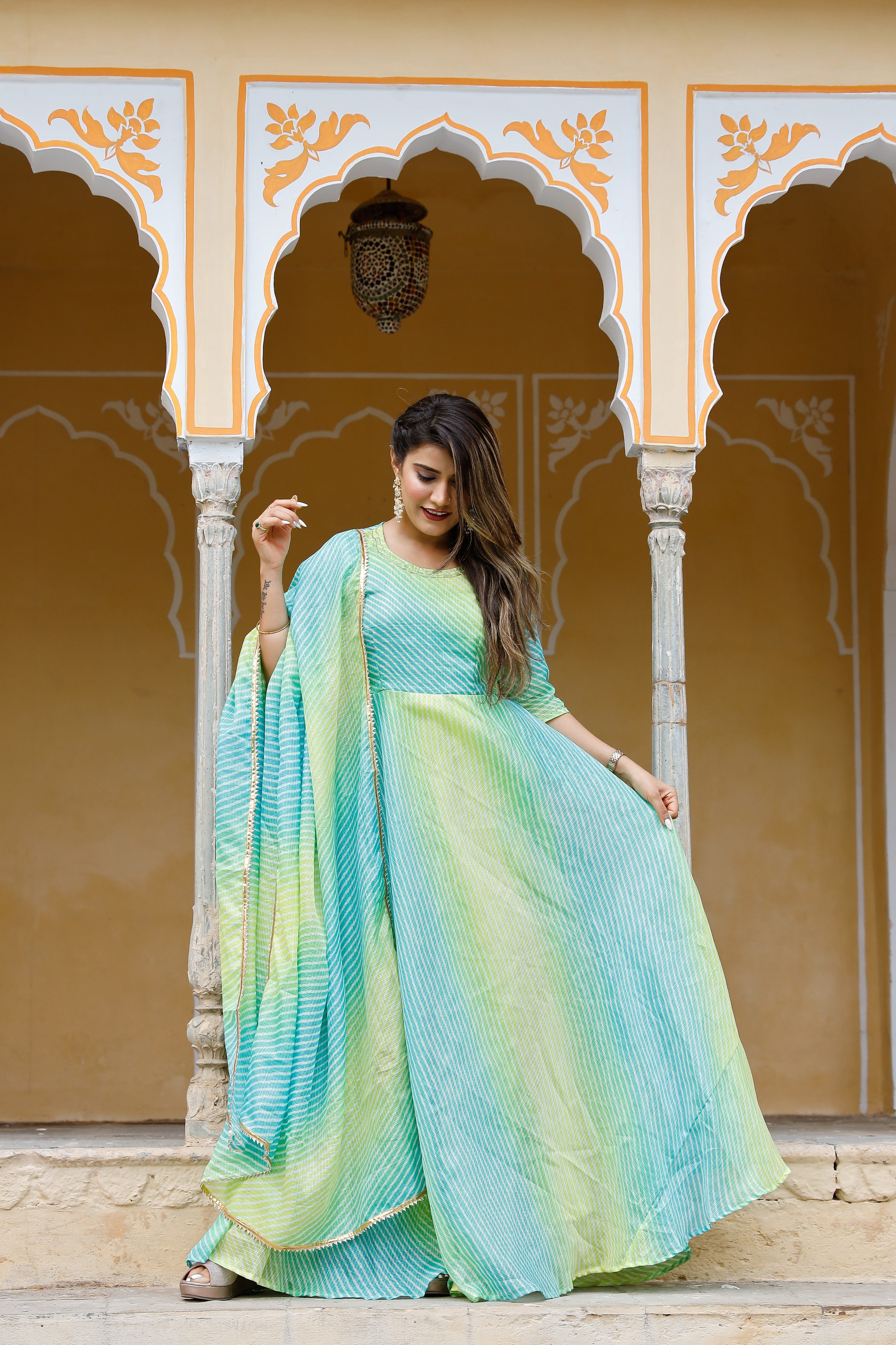 Pistachio Multicoloured Kota Doriya Dress