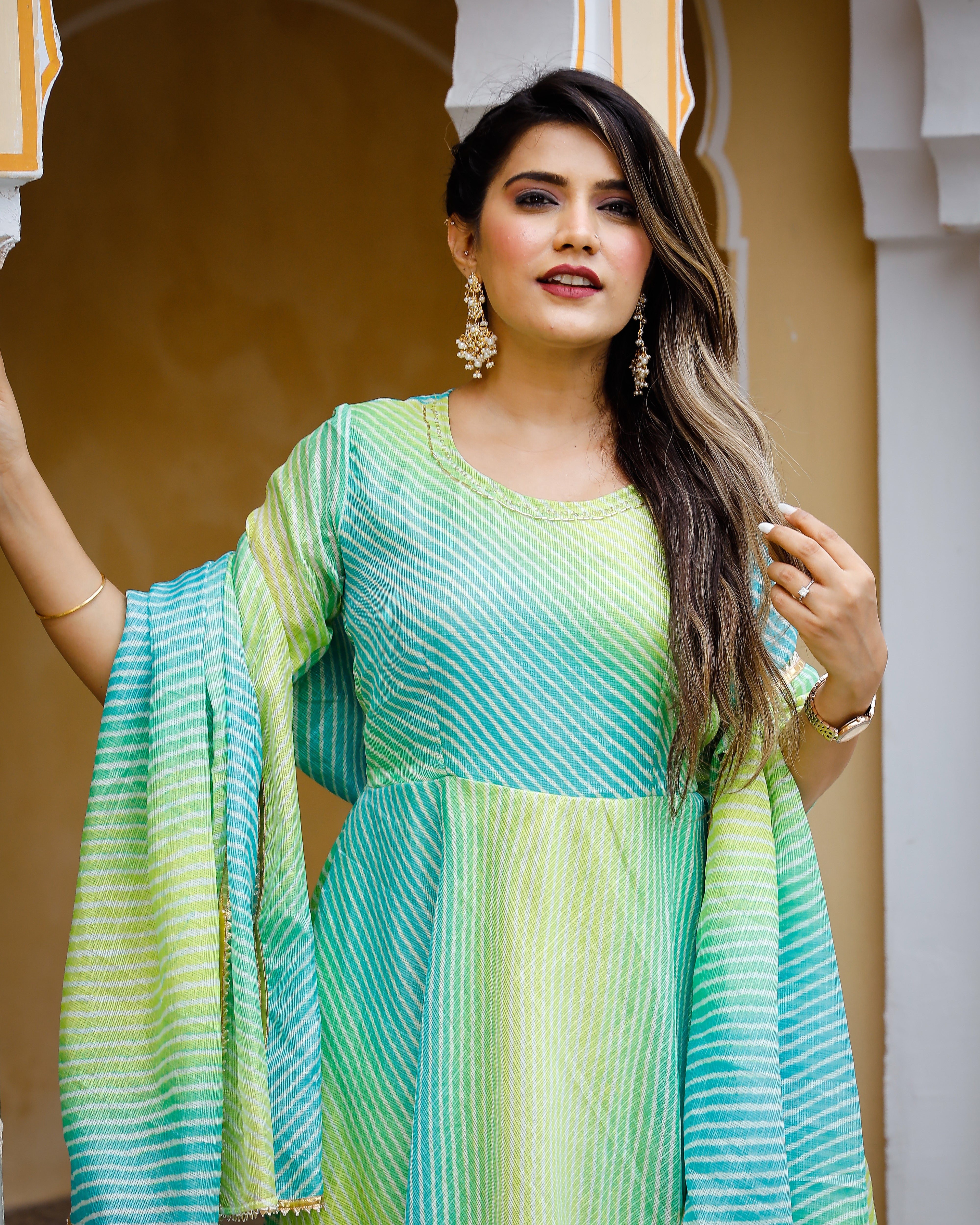 Pistachio Multicoloured Kota Doriya Dress