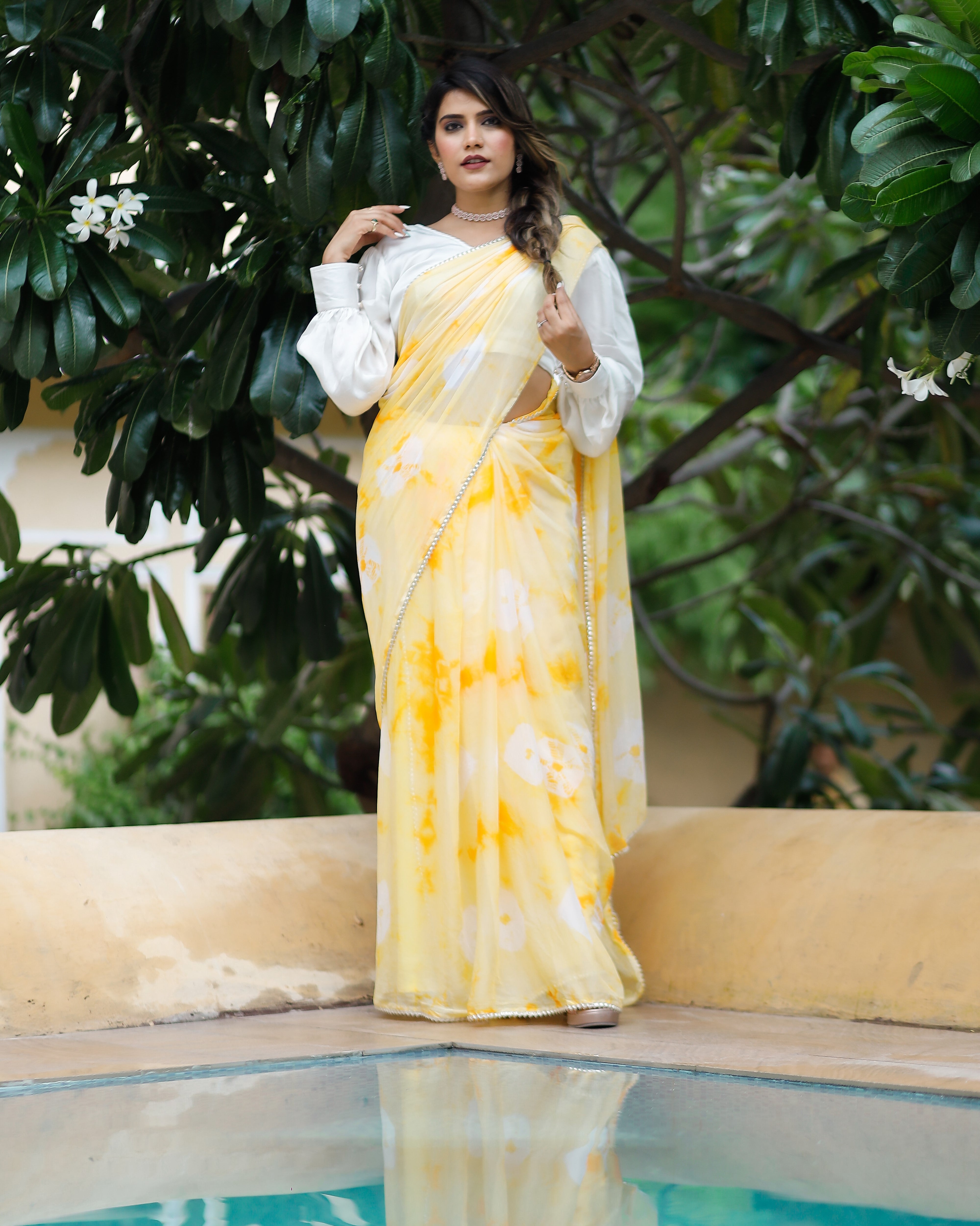 Dreamy Lemon Yellow Tie & Dye Saree