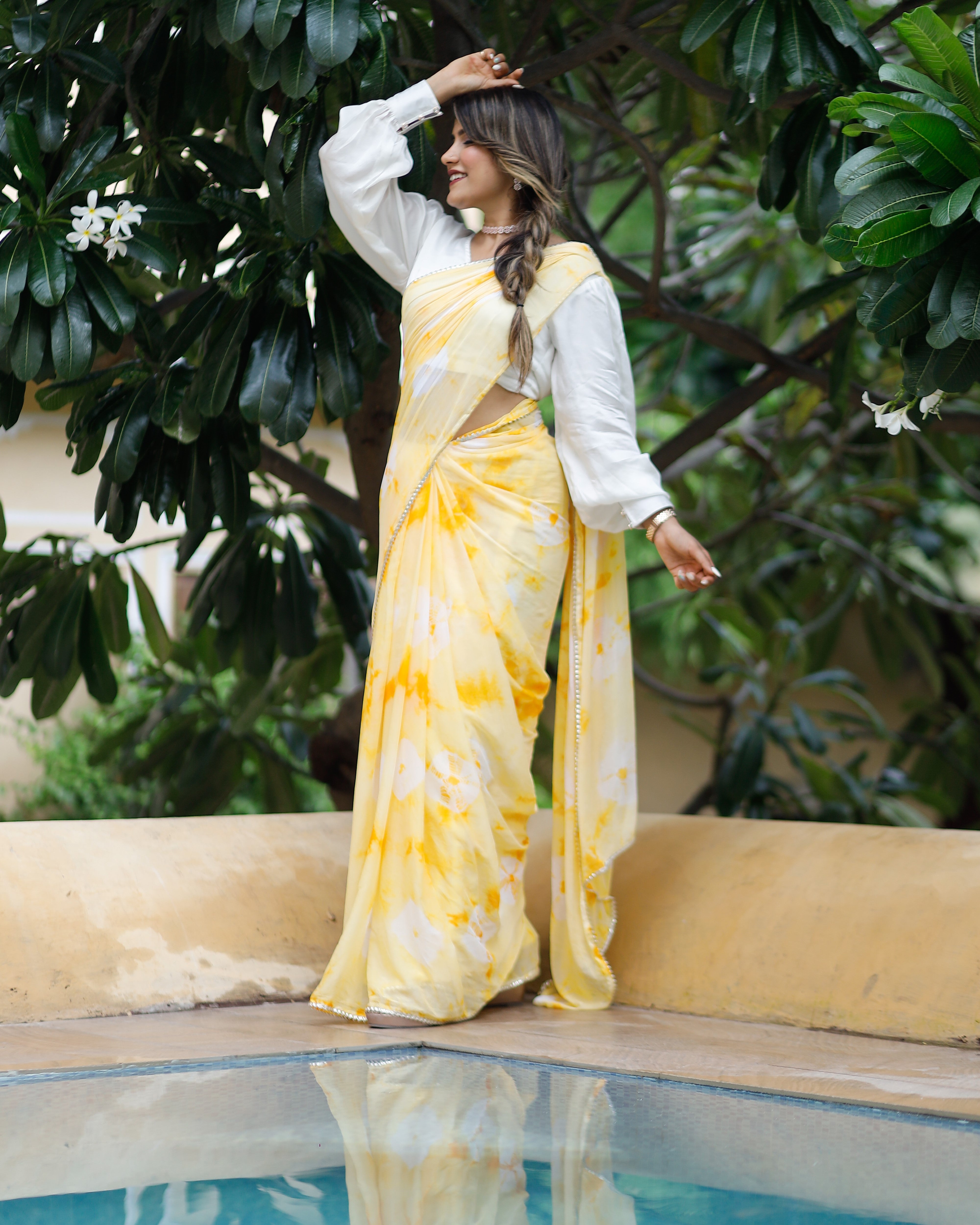 Dreamy Lemon Yellow Tie & Dye Saree