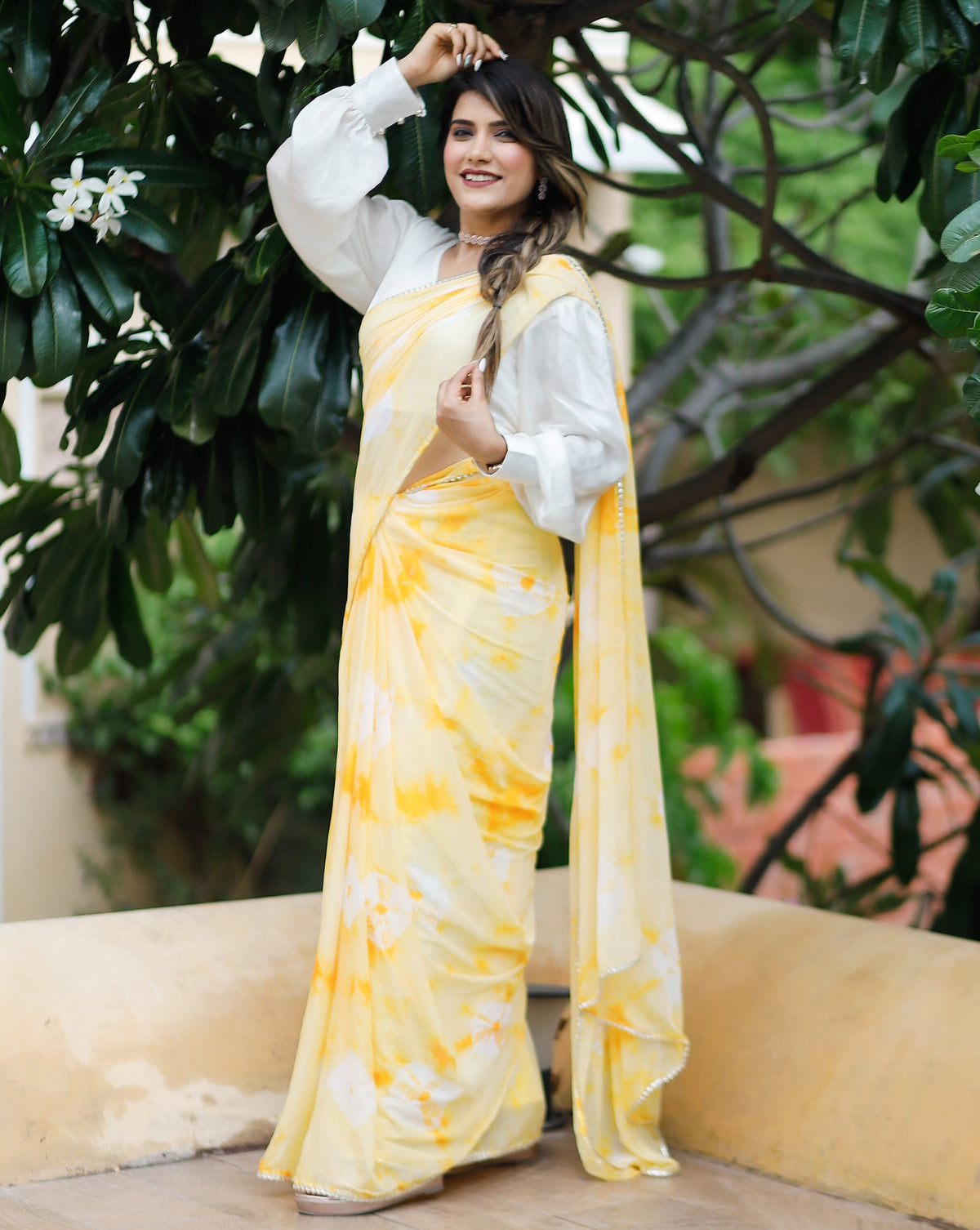 Dreamy Lemon Yellow Tie & Dye Saree