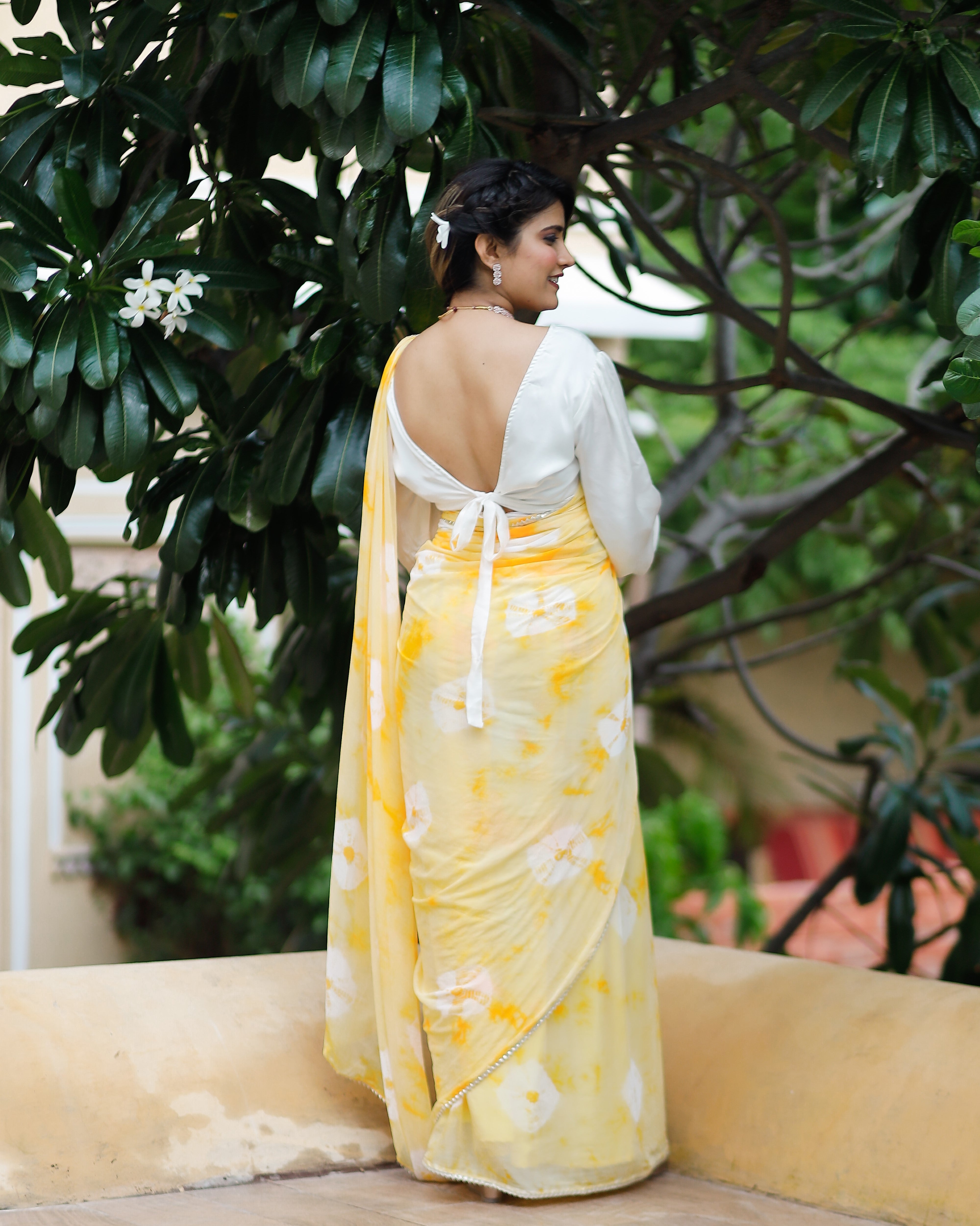 Dreamy Lemon Yellow Tie & Dye Saree