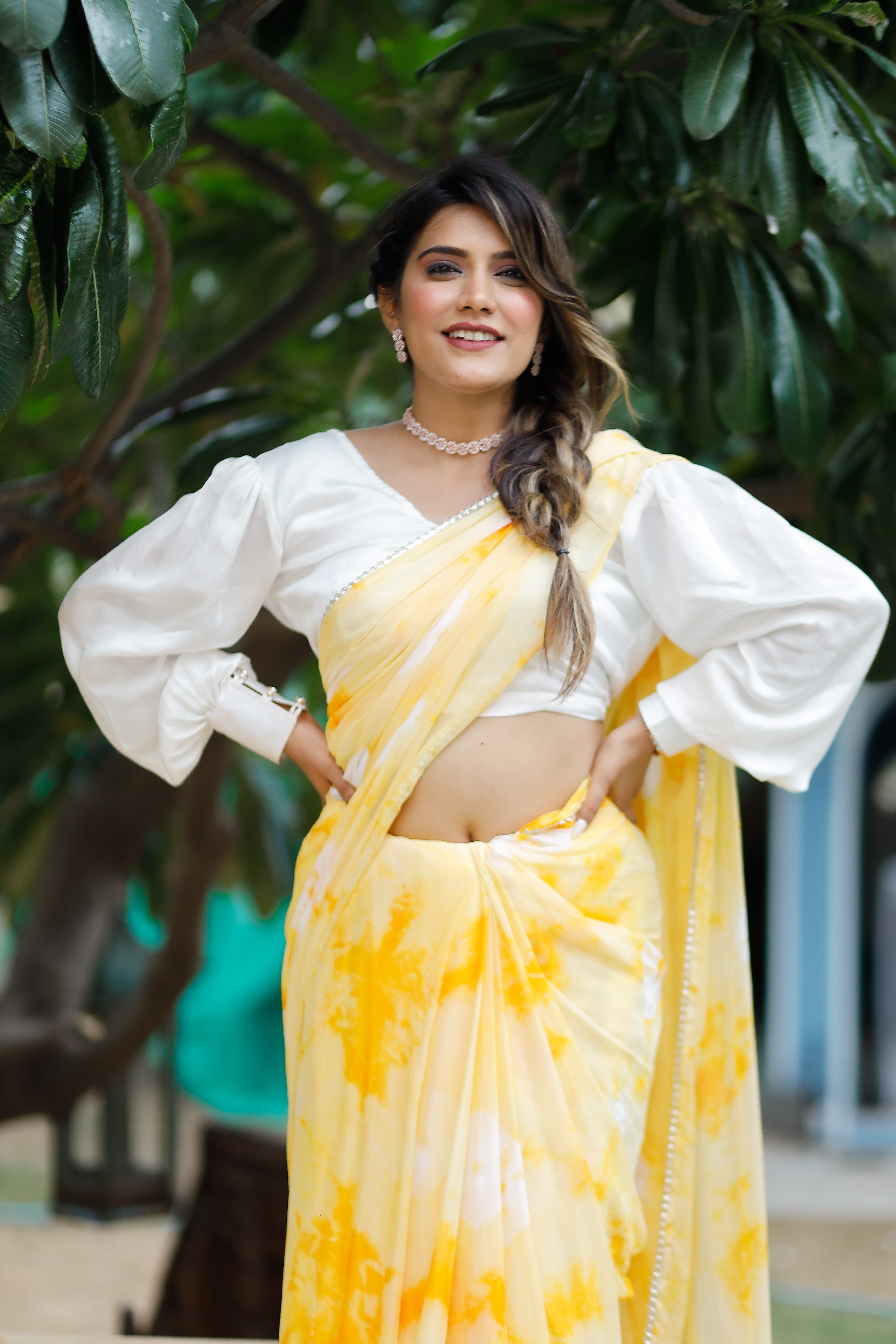 Dreamy Lemon Yellow Tie & Dye Saree