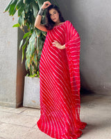 Red Leheriya Kaftan dress