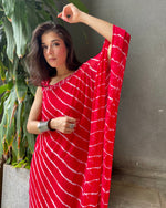 Red Leheriya Kaftan dress