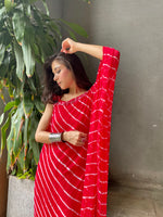 Red Leheriya Kaftan dress