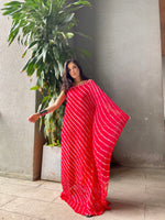 Red Leheriya Kaftan dress