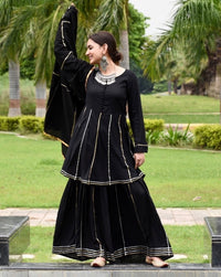Black Gotta work Suit Set With Heavy Gotta Dupatta