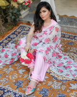 Blush Pink High Neck Patiyala Suit Set