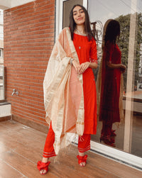 Shiny Red Suit Set
