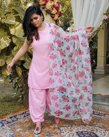 Blush Pink High Neck Patiyala Suit Set