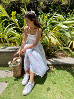 Dream white color patch dress