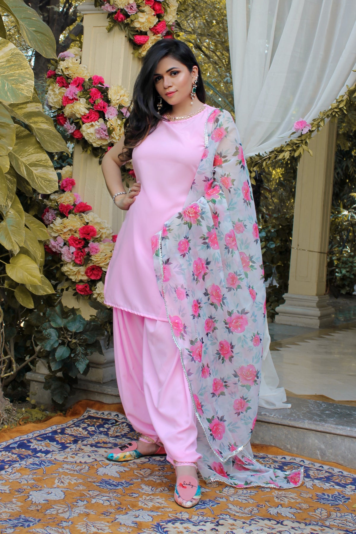 Blush Pink High Neck Patiyala Suit Set