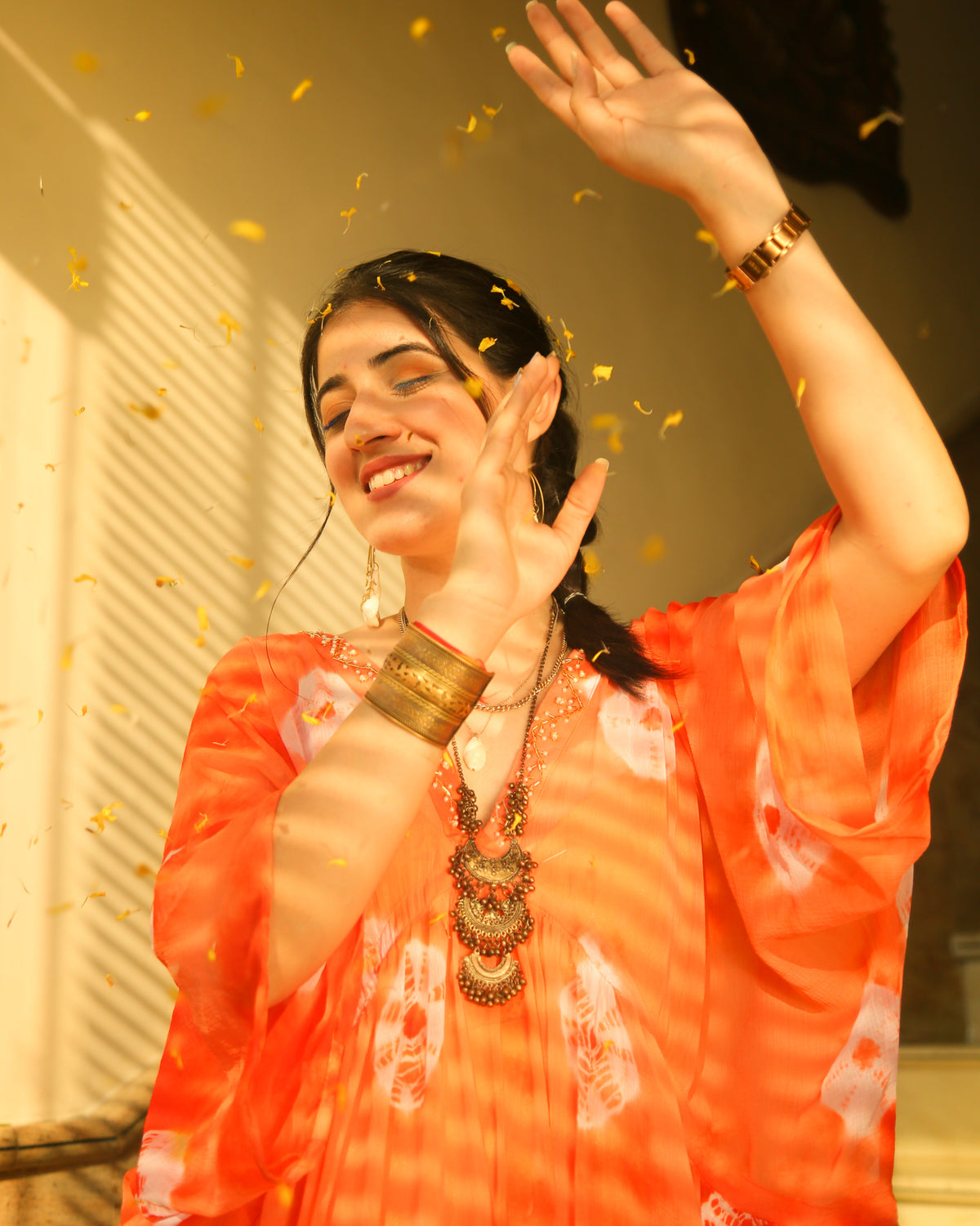 Classic OrangeTie Dye Kaftan Dress