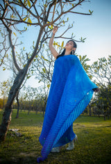 Spring Blue Leheriya Kaftan Dress