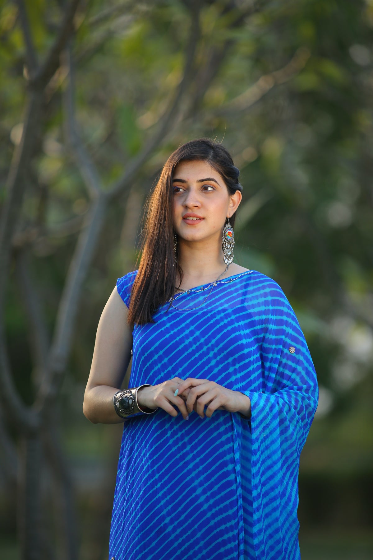 Spring Blue Leheriya Kaftan Dress