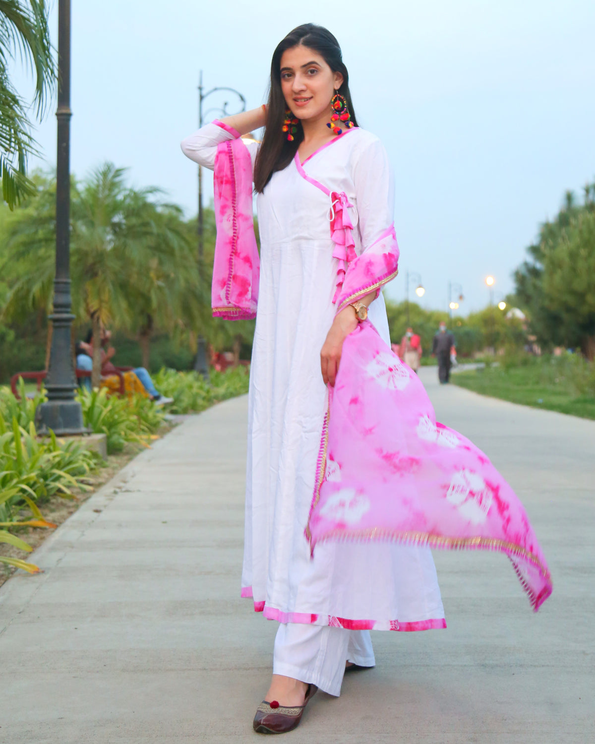 White Pink Cotton Suit Set