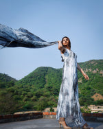 Ruffle White Tie Dye Suit Set