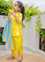 Sunset yellow dhoti set with Dupatta