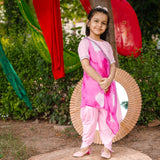 Light pink dhoti set with cape