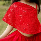 Red Embroidered Georgette Sharara Set