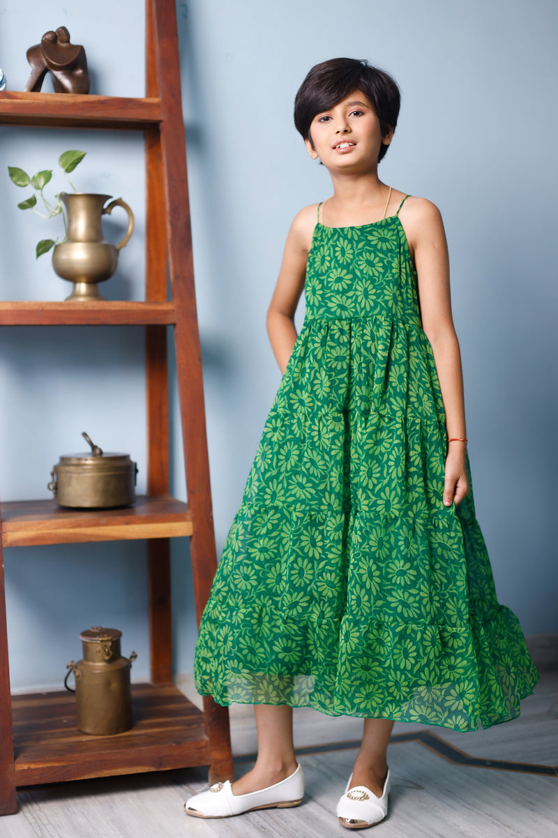 Lemon Green Printed Dress
