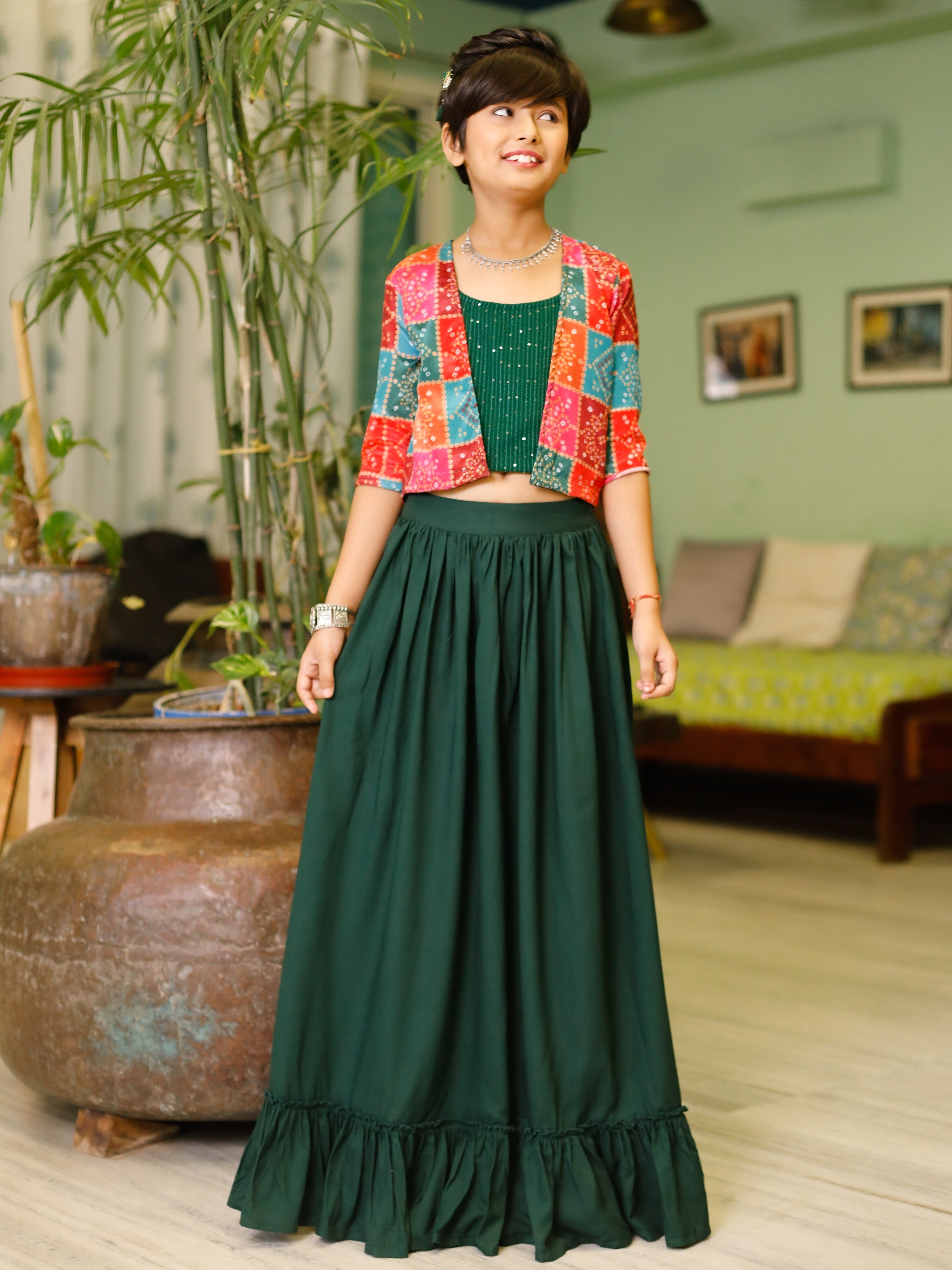 Olivia Green Skirt Set