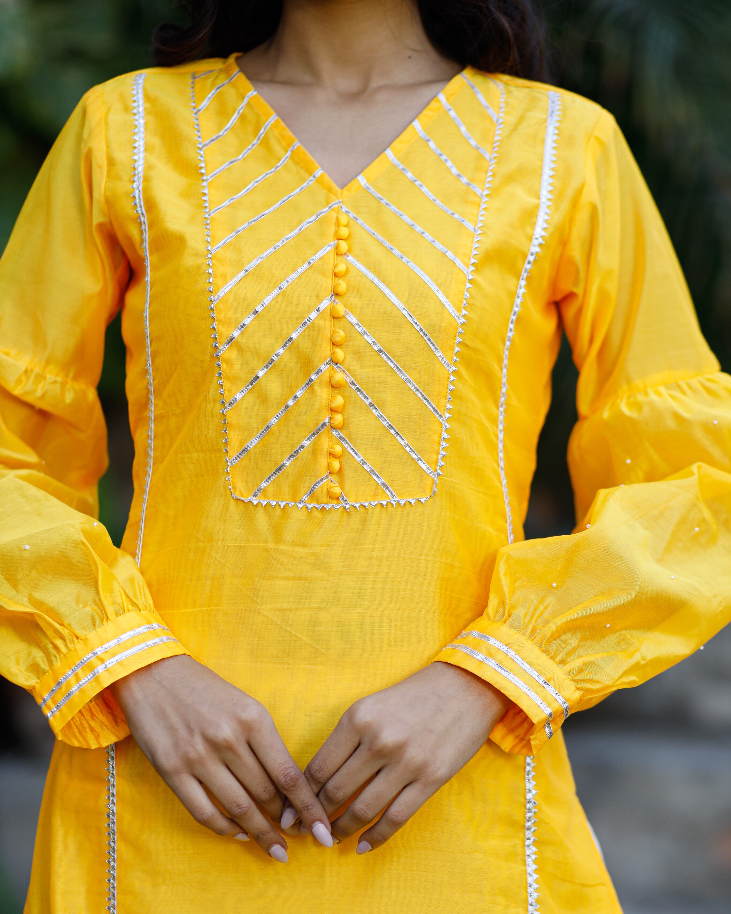 Ray Yellow Chanderi Kurta Set