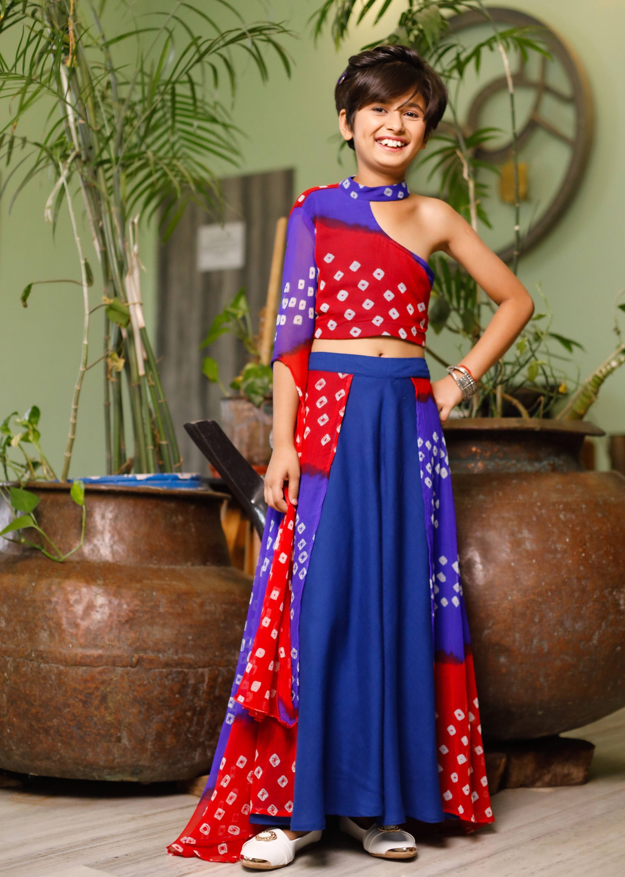 Rosie Red One Shoulder Lehenga Set