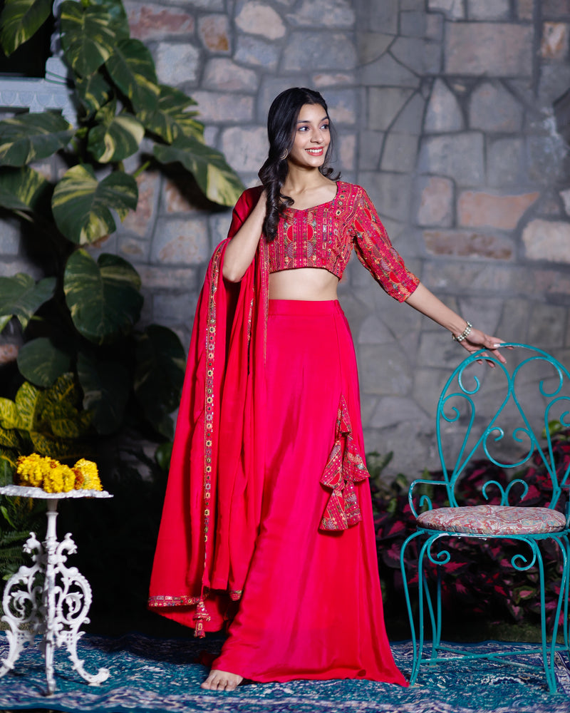 Noor Pink Lehenga Set With Embroidered Blouse