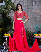 Noor Pink Lehenga Set With Embroidered Blouse