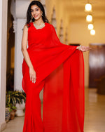 Red Crushed Saree
