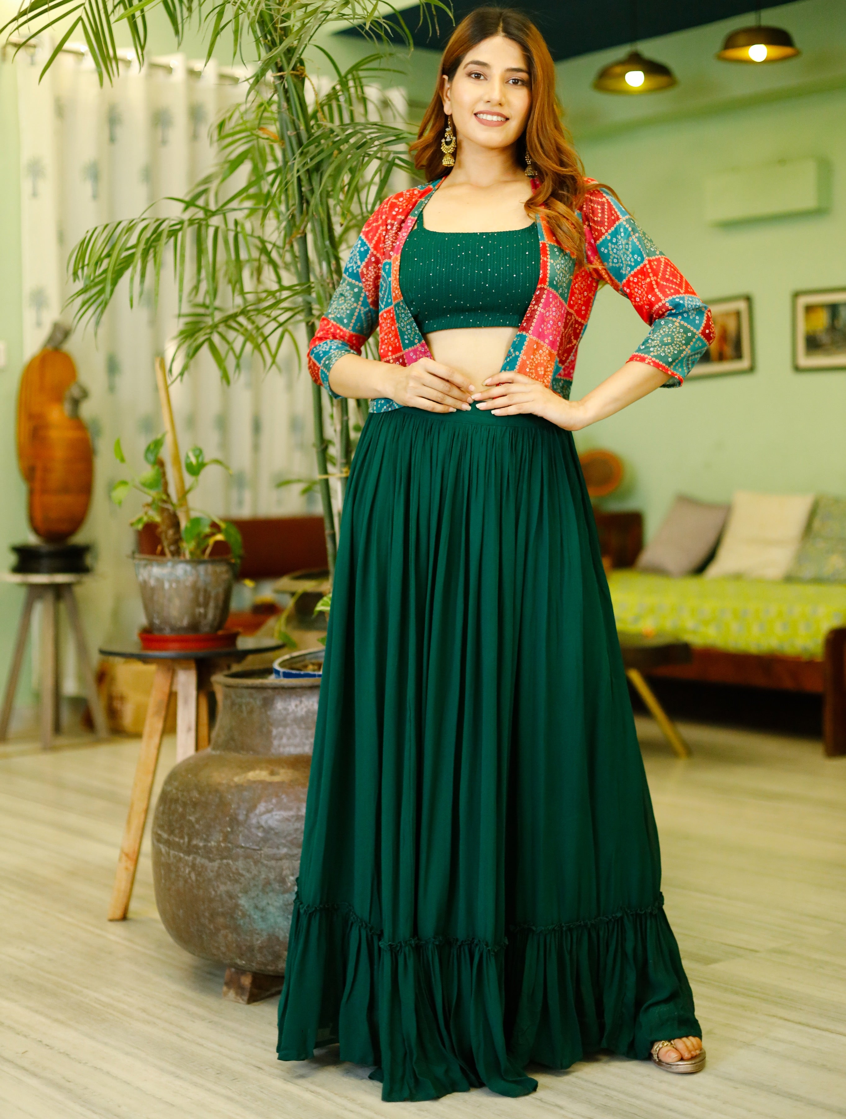 Sapphire Green Skirt Set