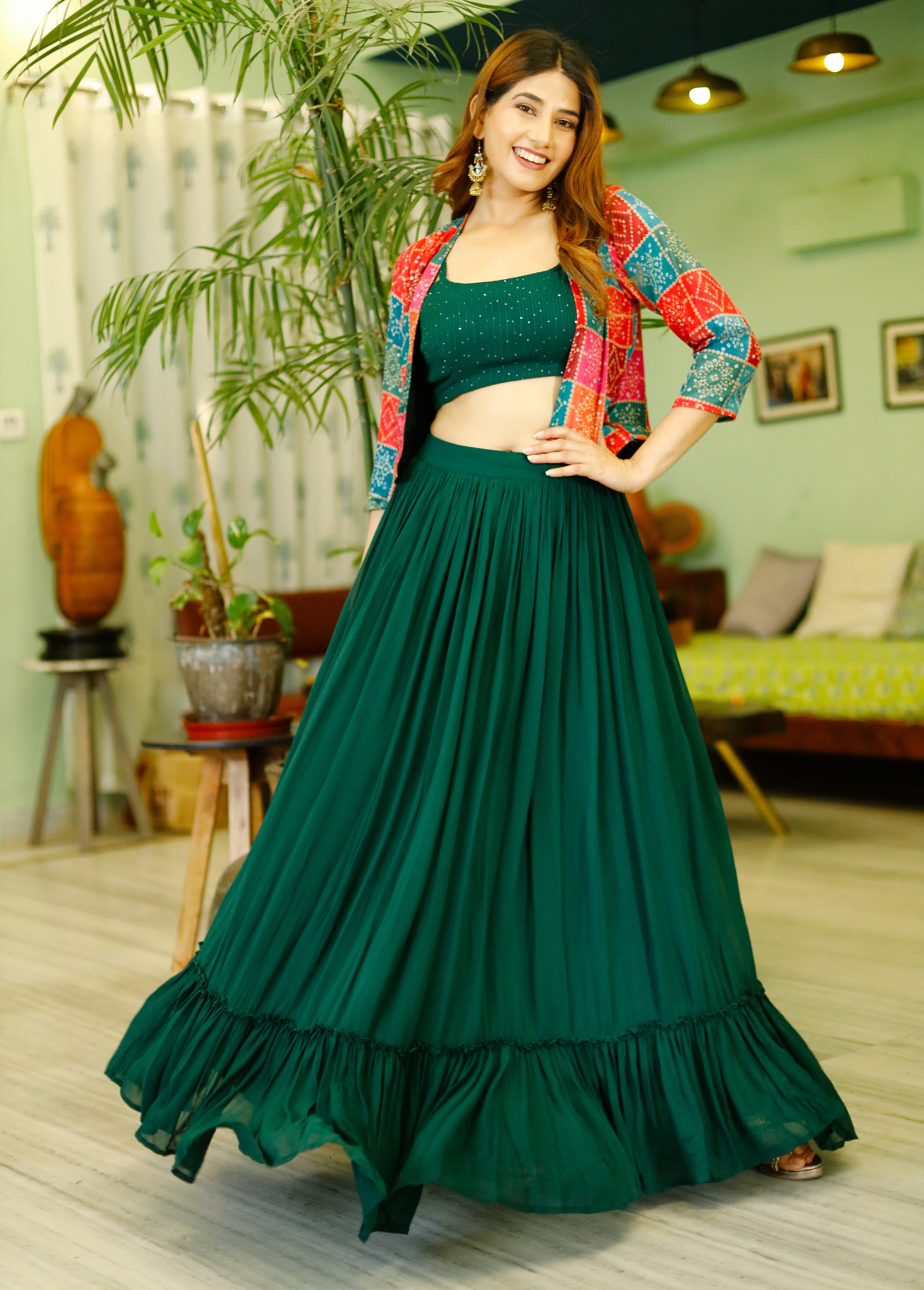 Sapphire Green Skirt Set