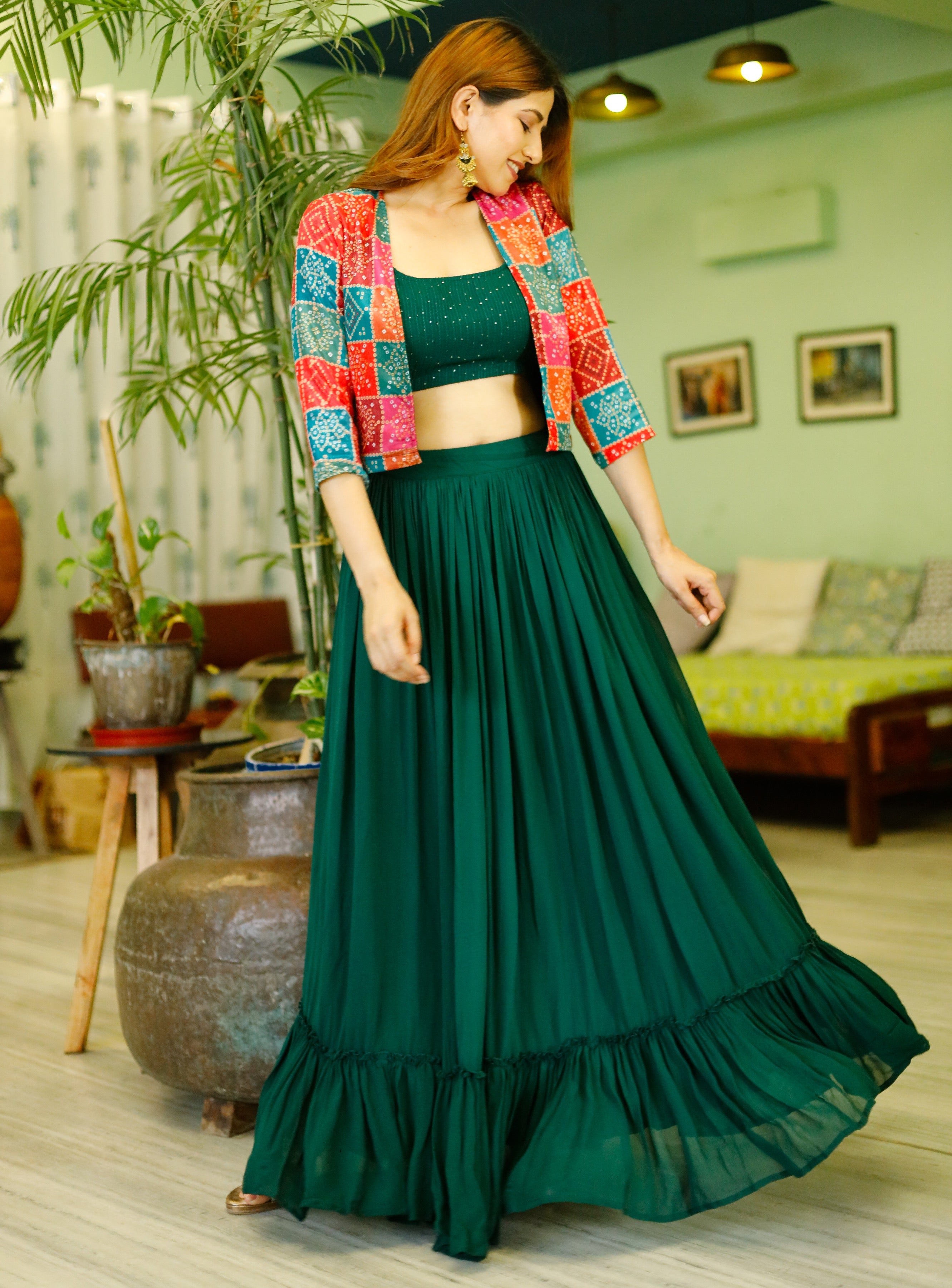 Sapphire Green Skirt Set