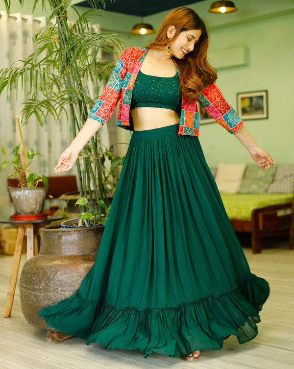 Sapphire Green Skirt Set